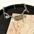 Dark style multi-layer cross necklace with hemp flowers chain adjustable 41-50cm electroplated alloy