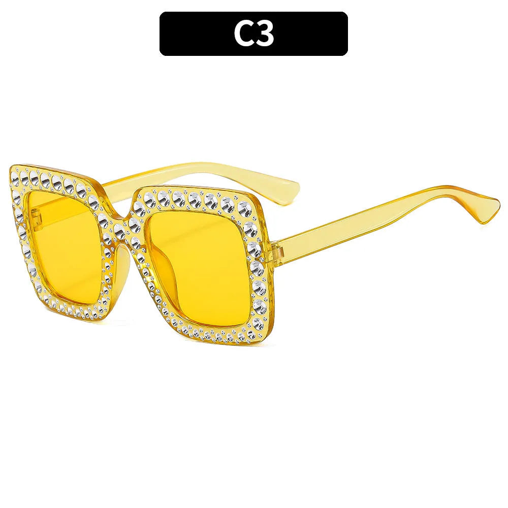 Plastic box sunglasses with multiple colour combinations including black frame grey piece and bright coloured options