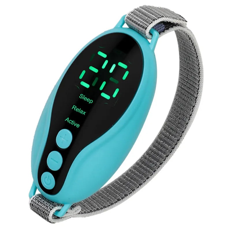 White and blue USB-powered intelligent sleeping aid device with compact dimensions