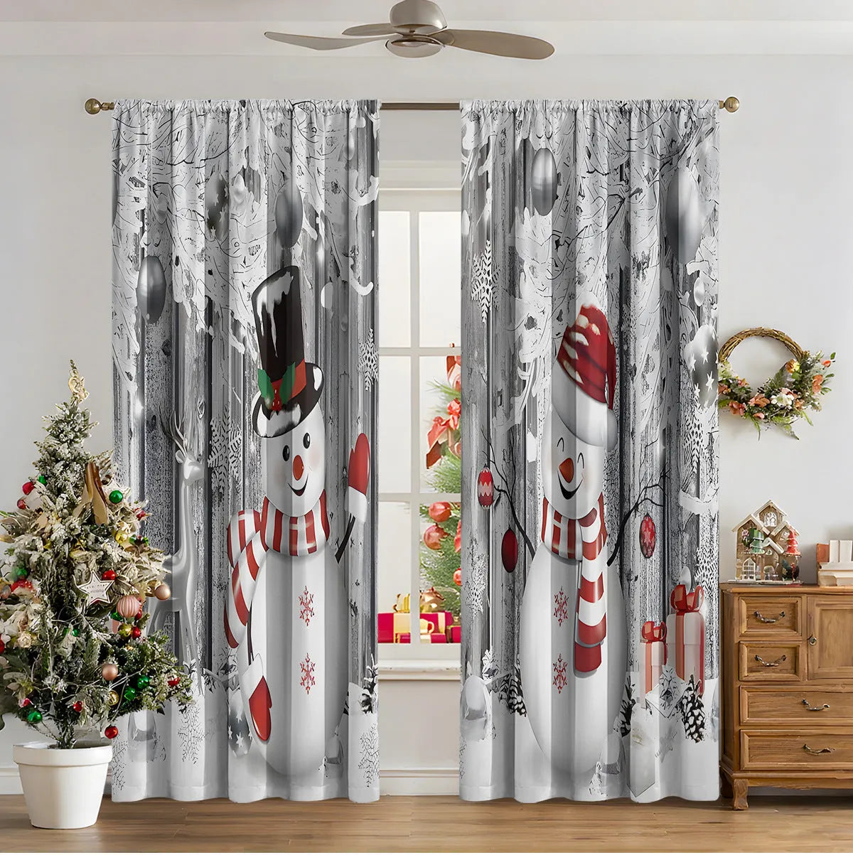 3D digitally printed Christmas curtain panel showing one of fifteen European design options
