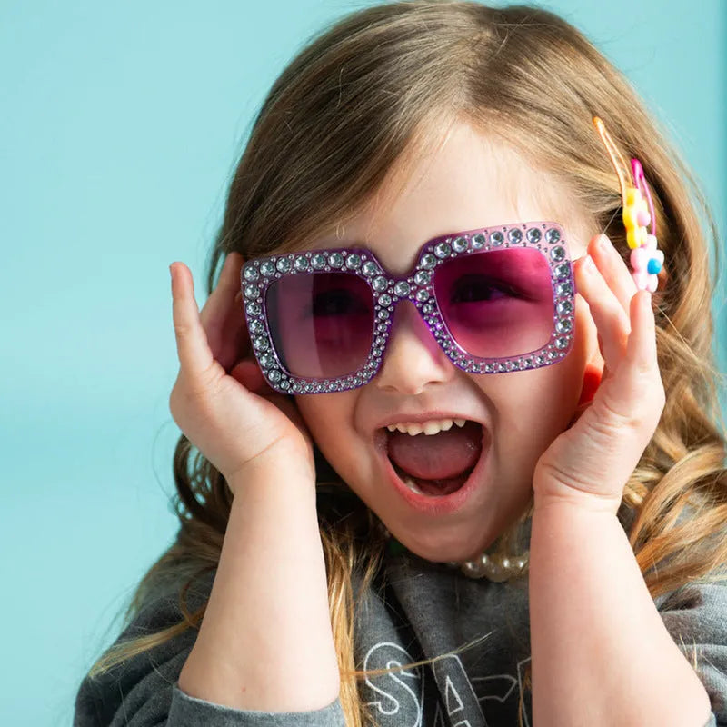 Plastic box sunglasses with multiple colour combinations including black frame grey piece and bright coloured options