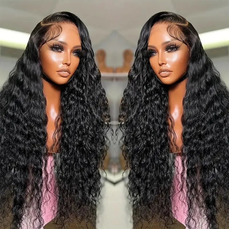 Women's long curly afro lace wig with side bangs in synthetic high-temperature fibre.