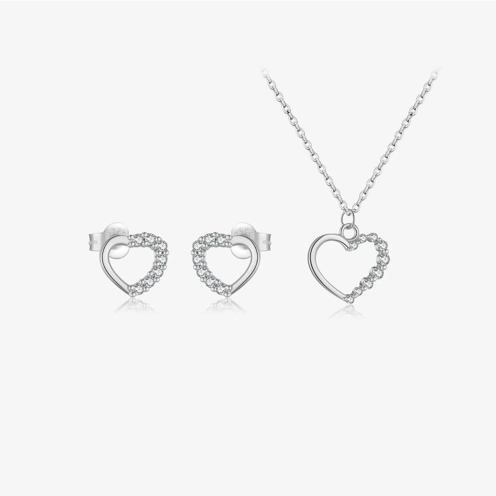 Sterling silver hollow heart necklace with 925 silver pendant on regular chain
