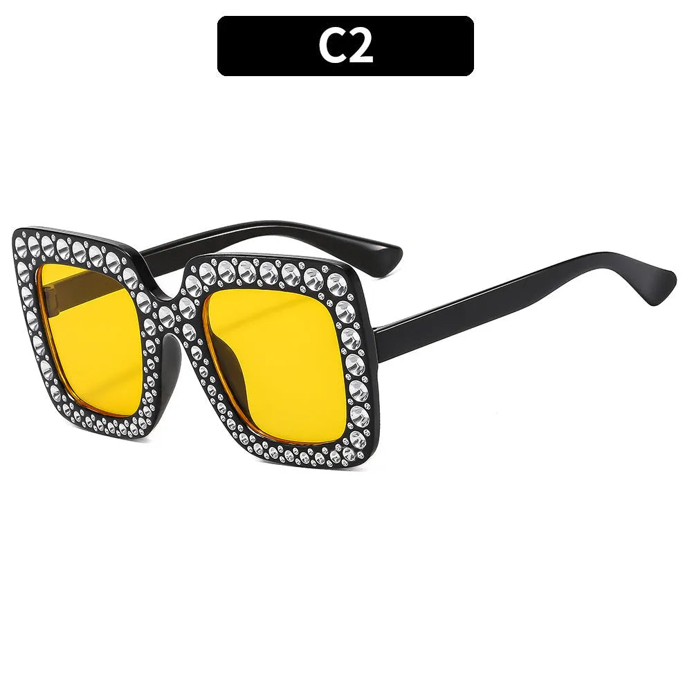 Plastic box sunglasses with multiple colour combinations including black frame grey piece and bright coloured options