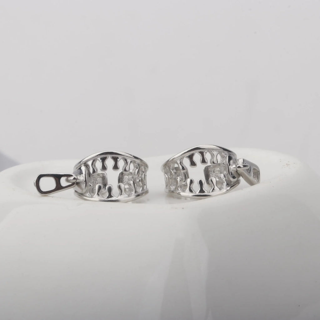 Copper geometric ear bone clip earrings with line design and zipper clip mechanism