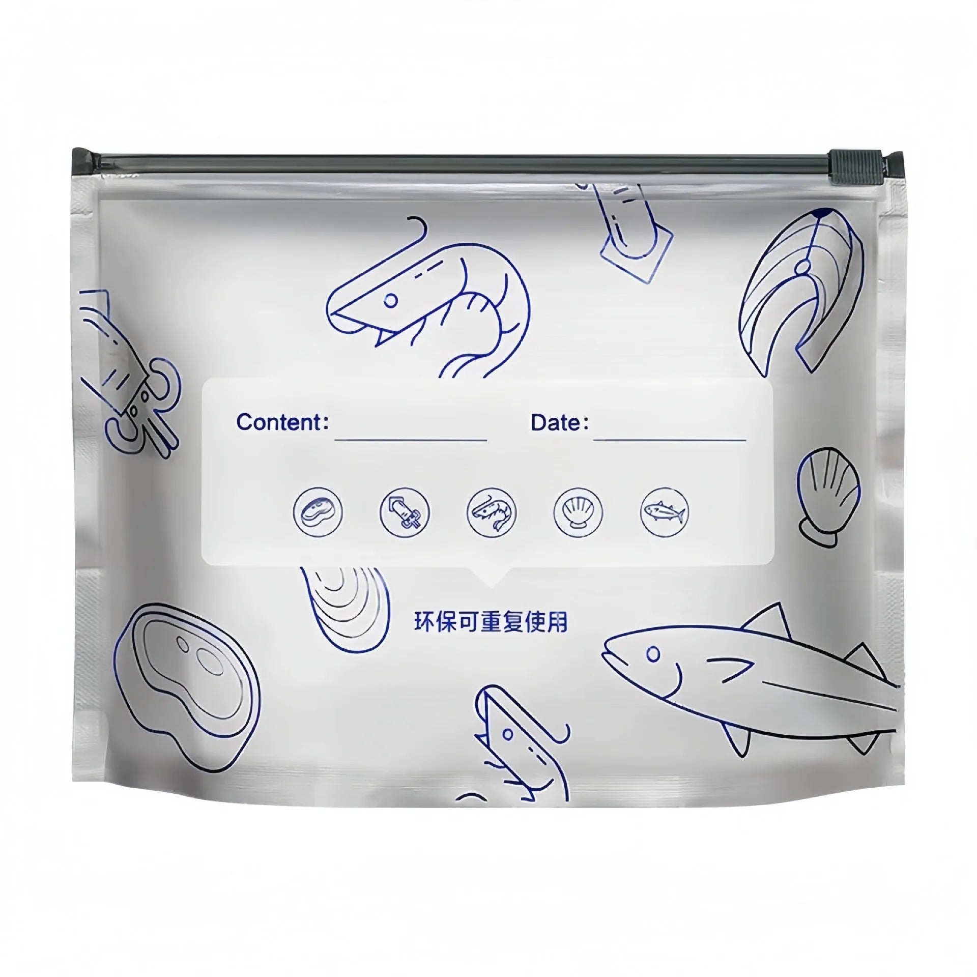 Aluminium foil sealed storage bags in small, medium, and large sizes with zip closure