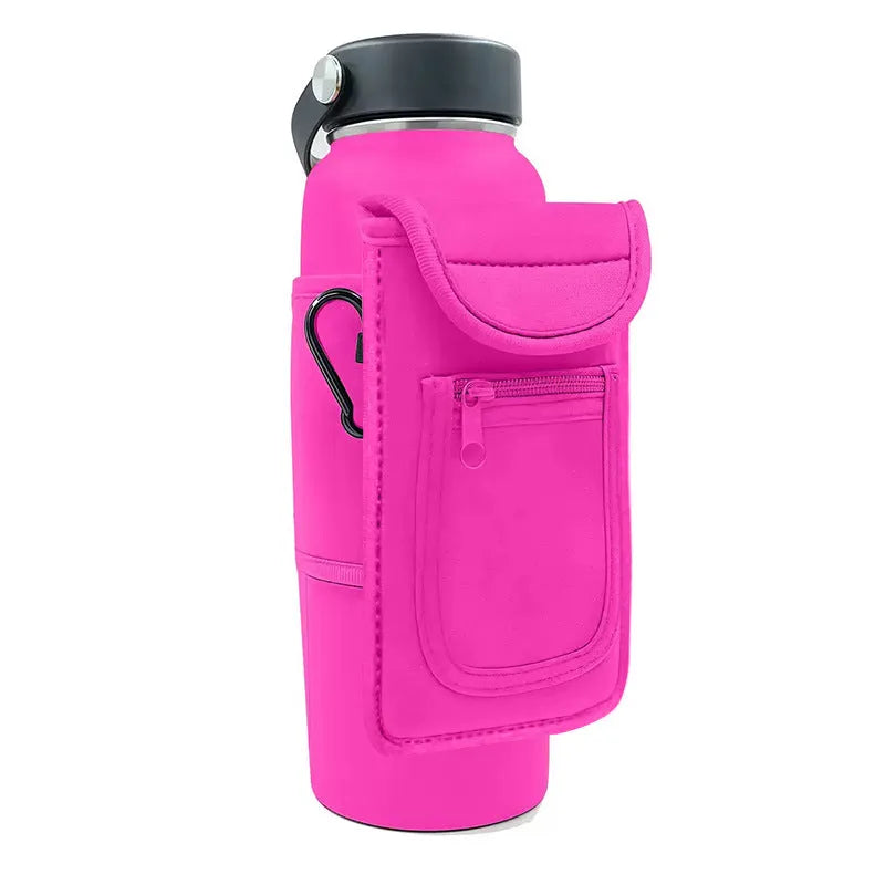 Cloth fitness bottle sleeve for large kettles with magnetic or carabiner fastening in multiple colours.