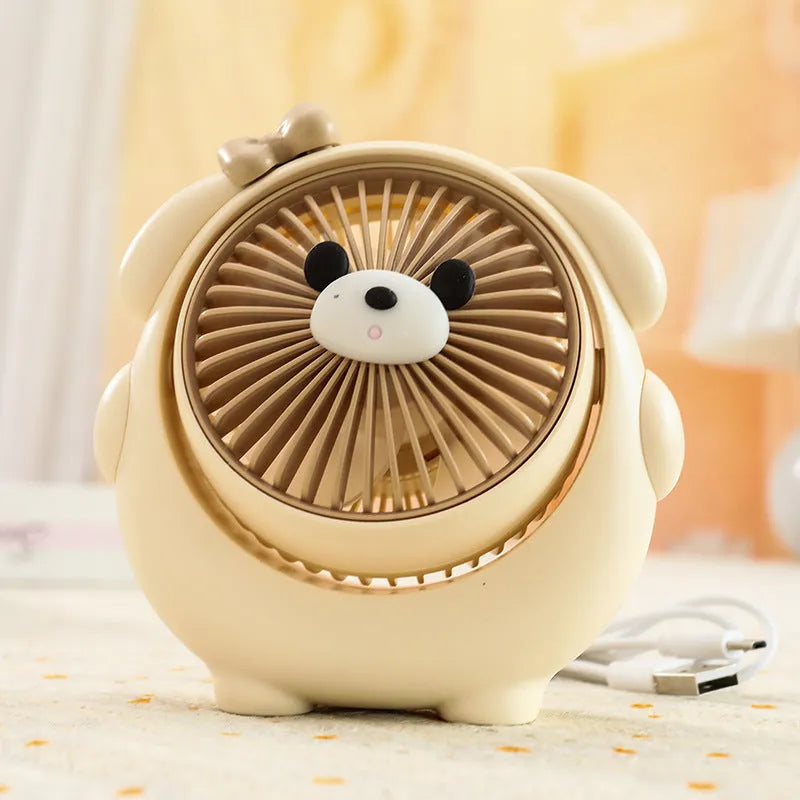Cute dog-themed USB desktop electric fan with 3 speed settings in various colour options