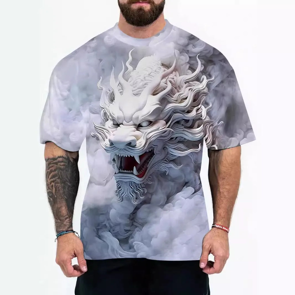 Men's loose fit printed t-shirt with short sleeves and casual design