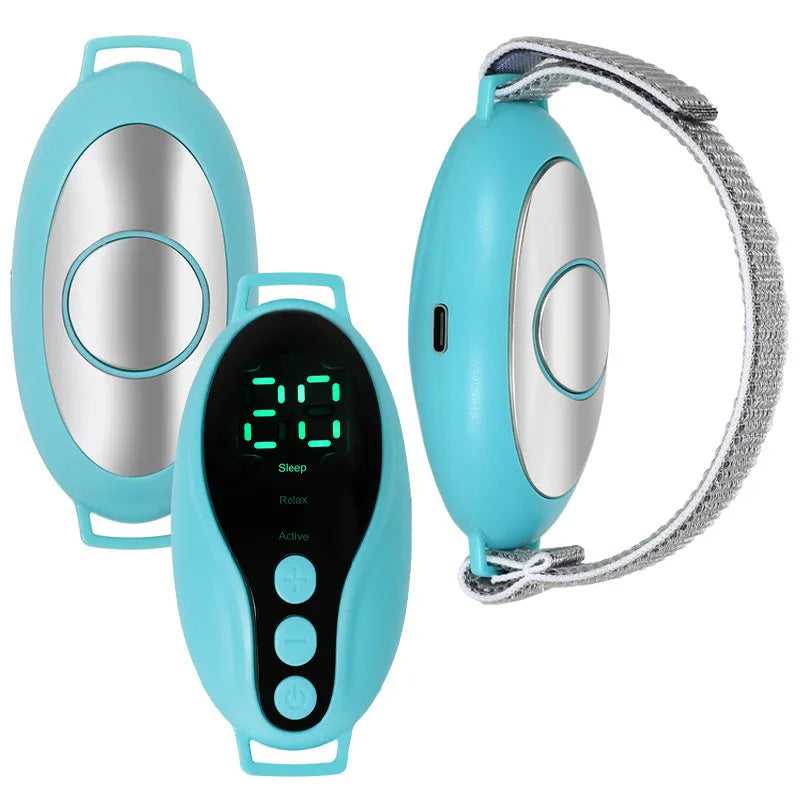 White and blue USB-powered intelligent sleeping aid device with compact dimensions