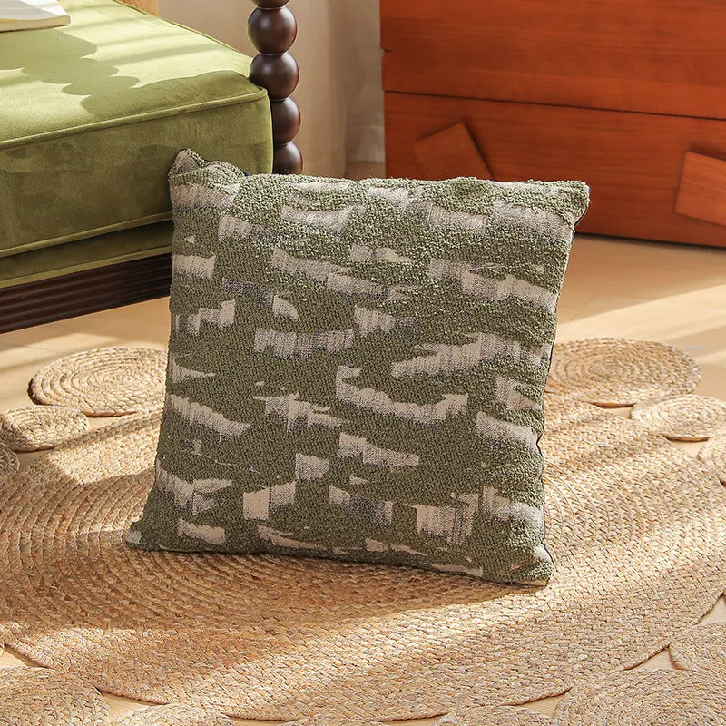 Square Jacquard cushion cover with yarn-dyed floral pattern in various colours, shown at 45cm size.