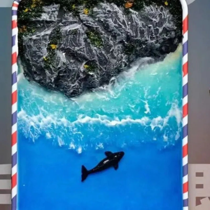 DIY bamboo marine landscape handmade model ornament with whale and beach themes