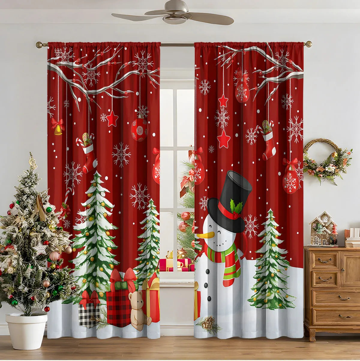 3D digitally printed Christmas curtain panel showing one of fifteen European design options