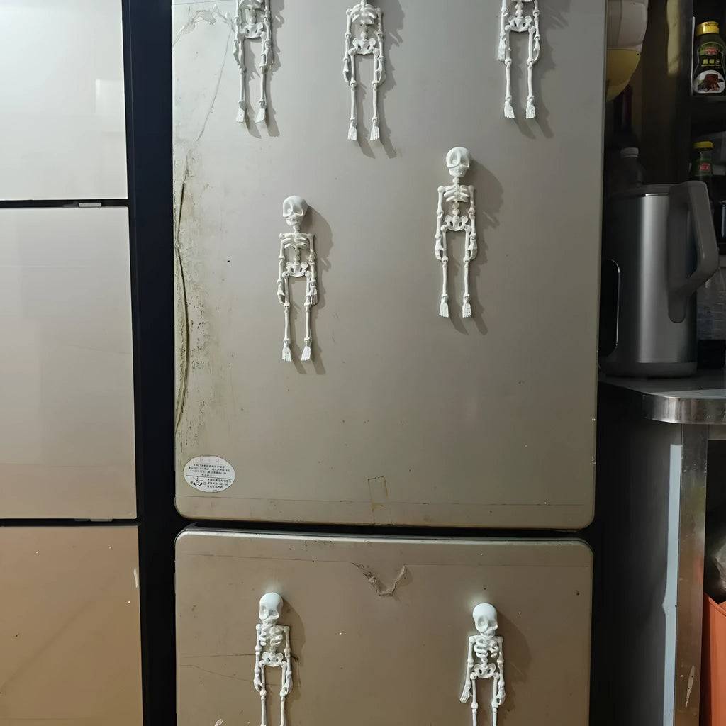 3D printed PLA skull ornament refrigerator magnet in assorted colours, 18cm high.