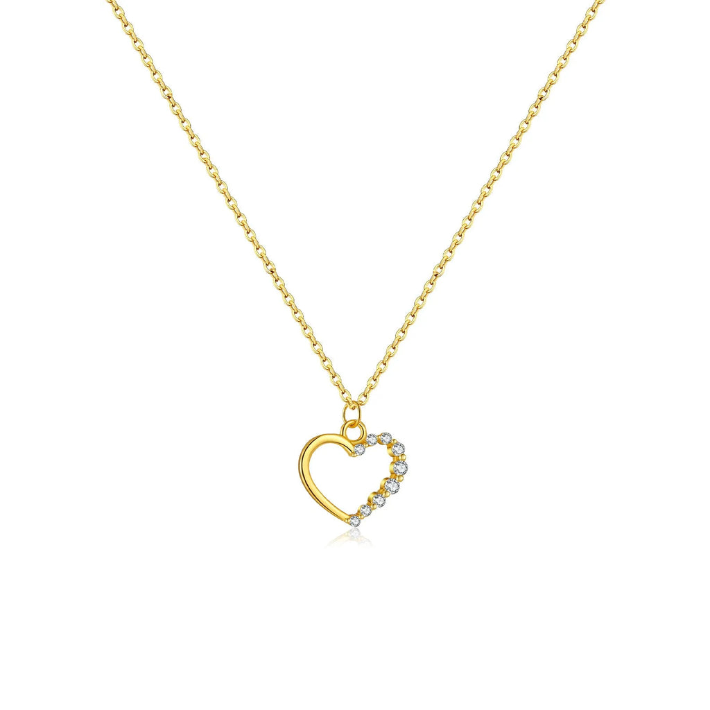 Sterling silver hollow heart necklace with 925 silver pendant on regular chain