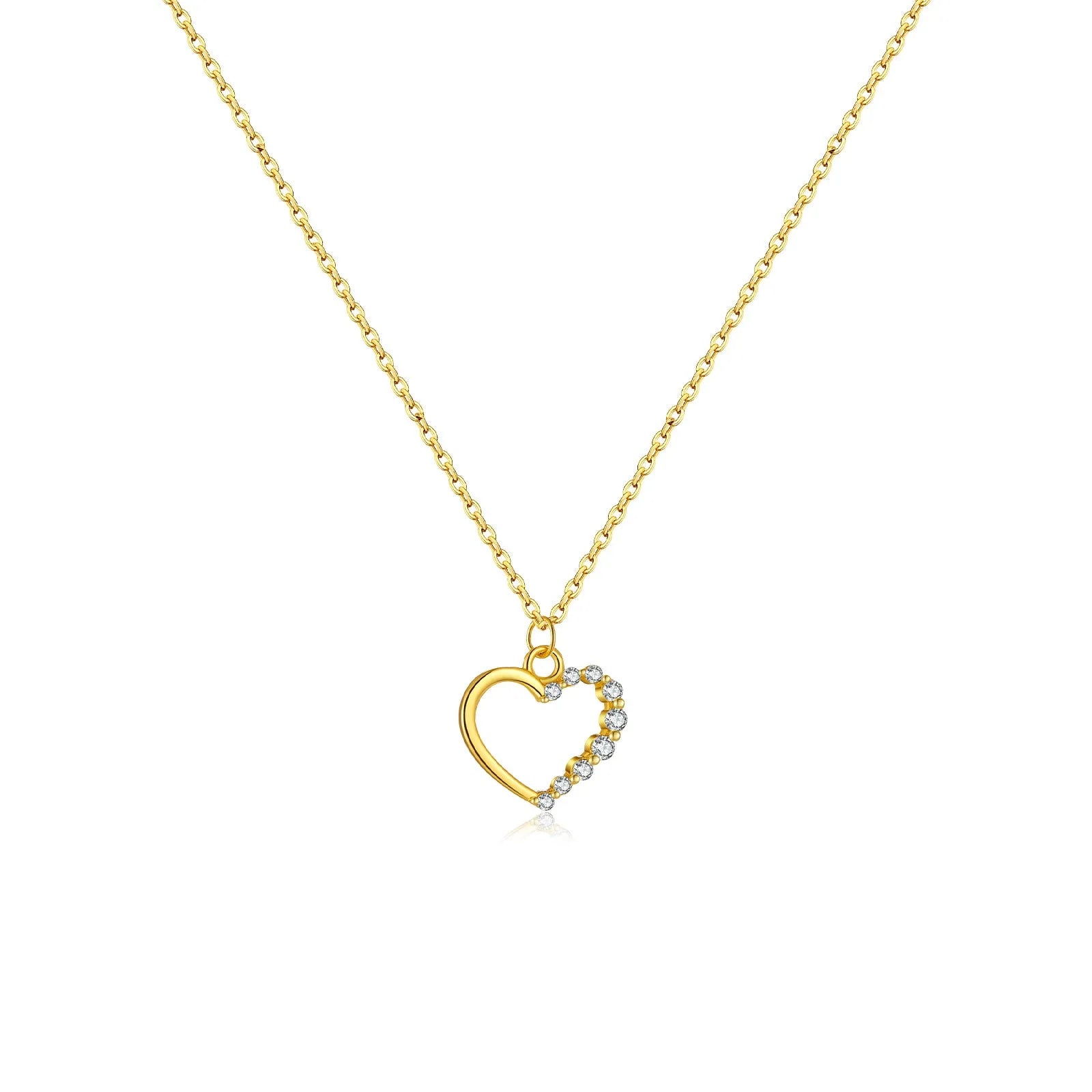 Sterling silver hollow heart necklace with 925 silver pendant on regular chain