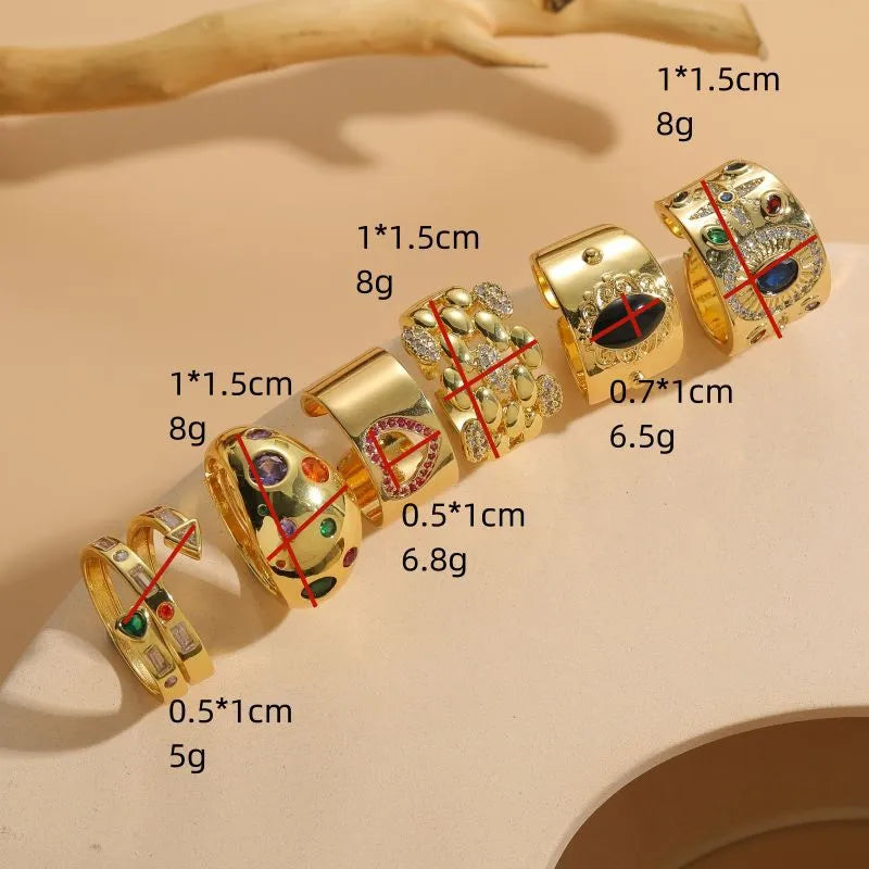 Vintage Chinese style geometric ring with zircon stones and horse eye black electroplated finish
