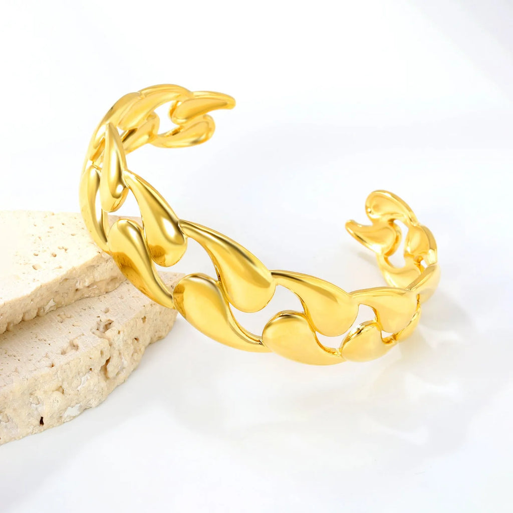 Women's stainless steel adjustable bracelet with alloy detailing in gold and silver tone colour options