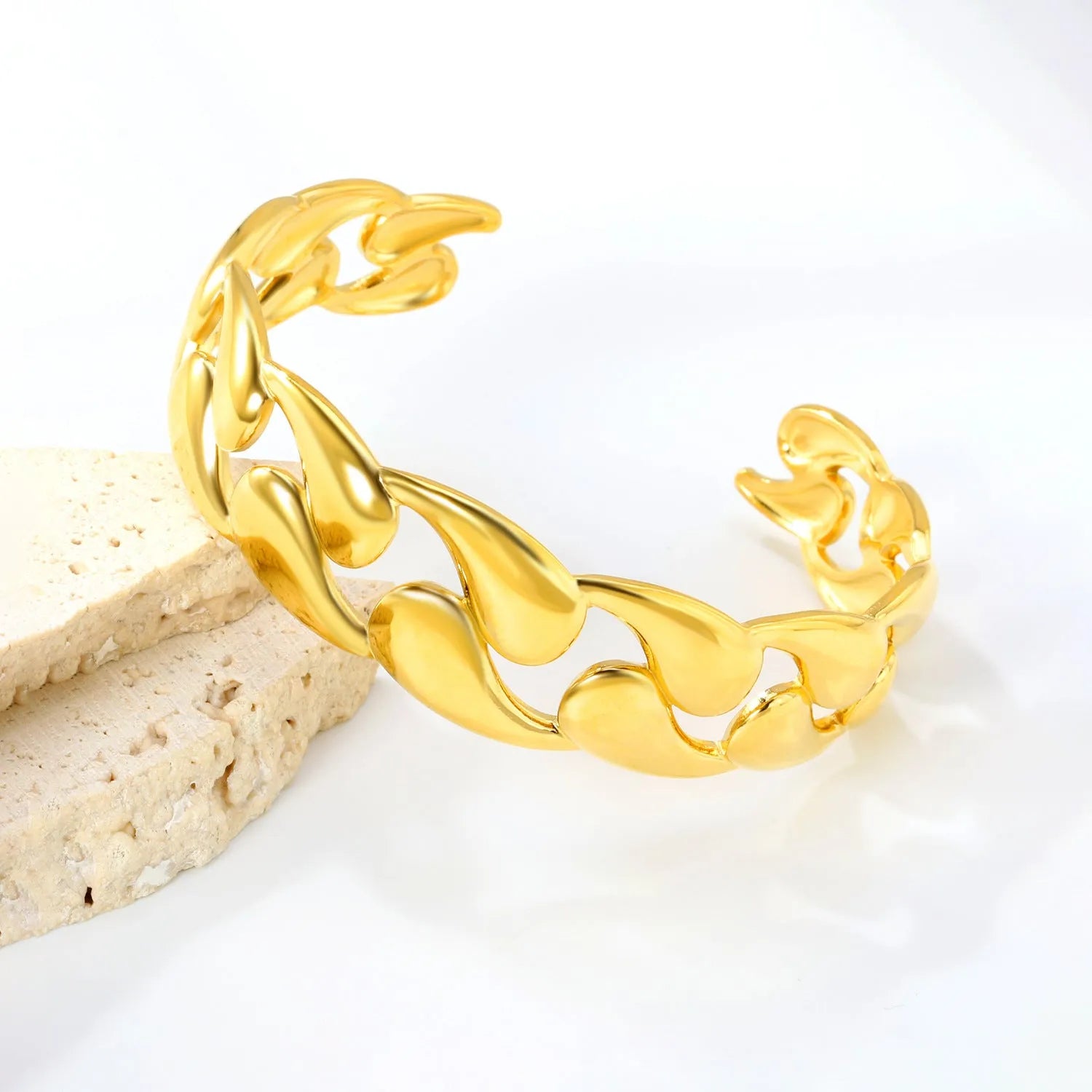 Women's stainless steel adjustable bracelet with alloy detailing in gold and silver tone colour options