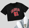 Women's personalised cotton T-shirt with custom English letters in loose Korean casual crop style