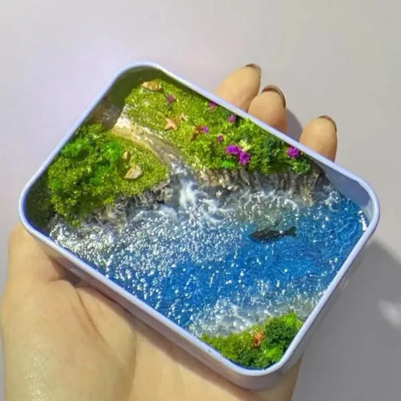 DIY bamboo marine landscape handmade model ornament with whale and beach themes
