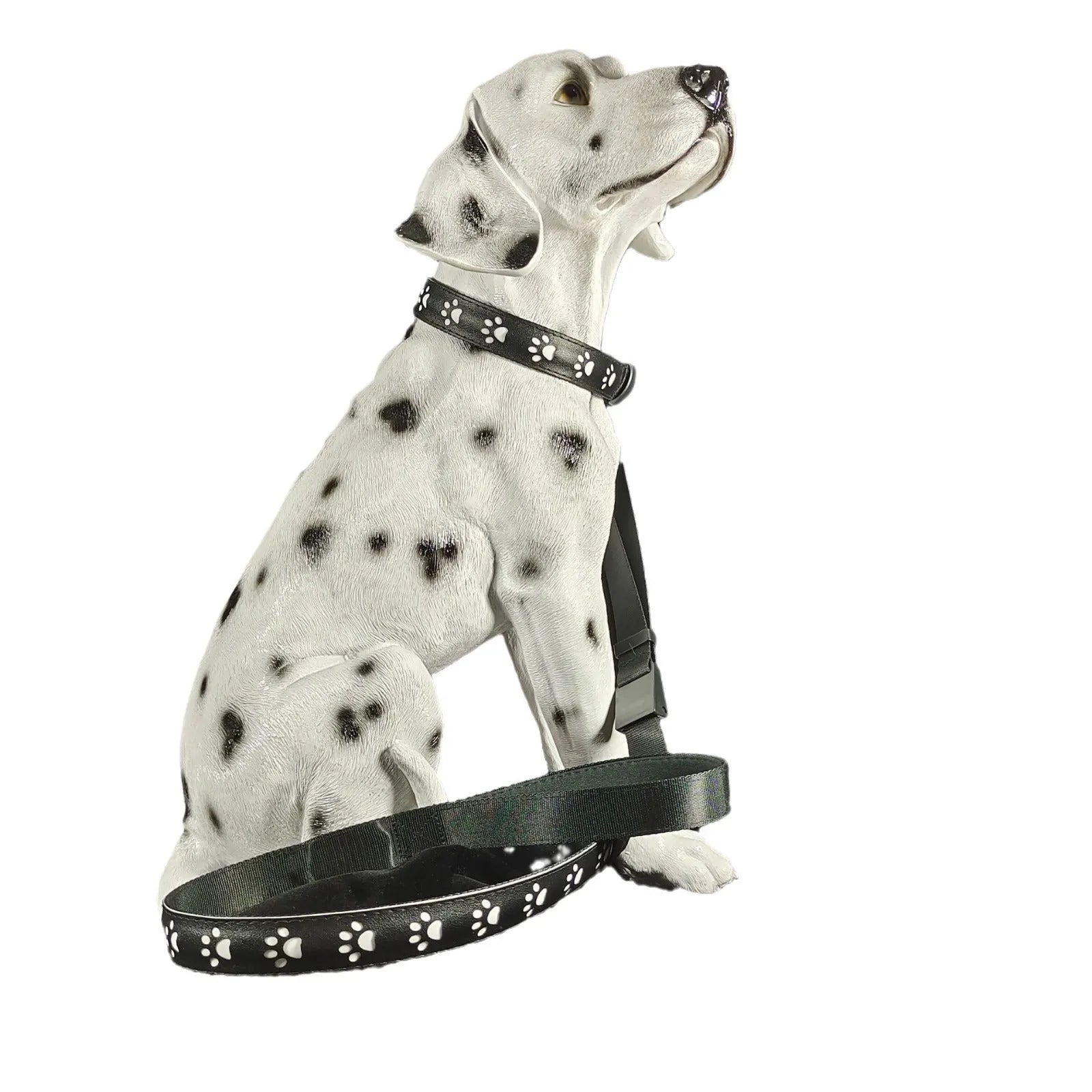 LED luminous cat collar with dog paw print design showing 7 colour-changing lights on a polyester strap.