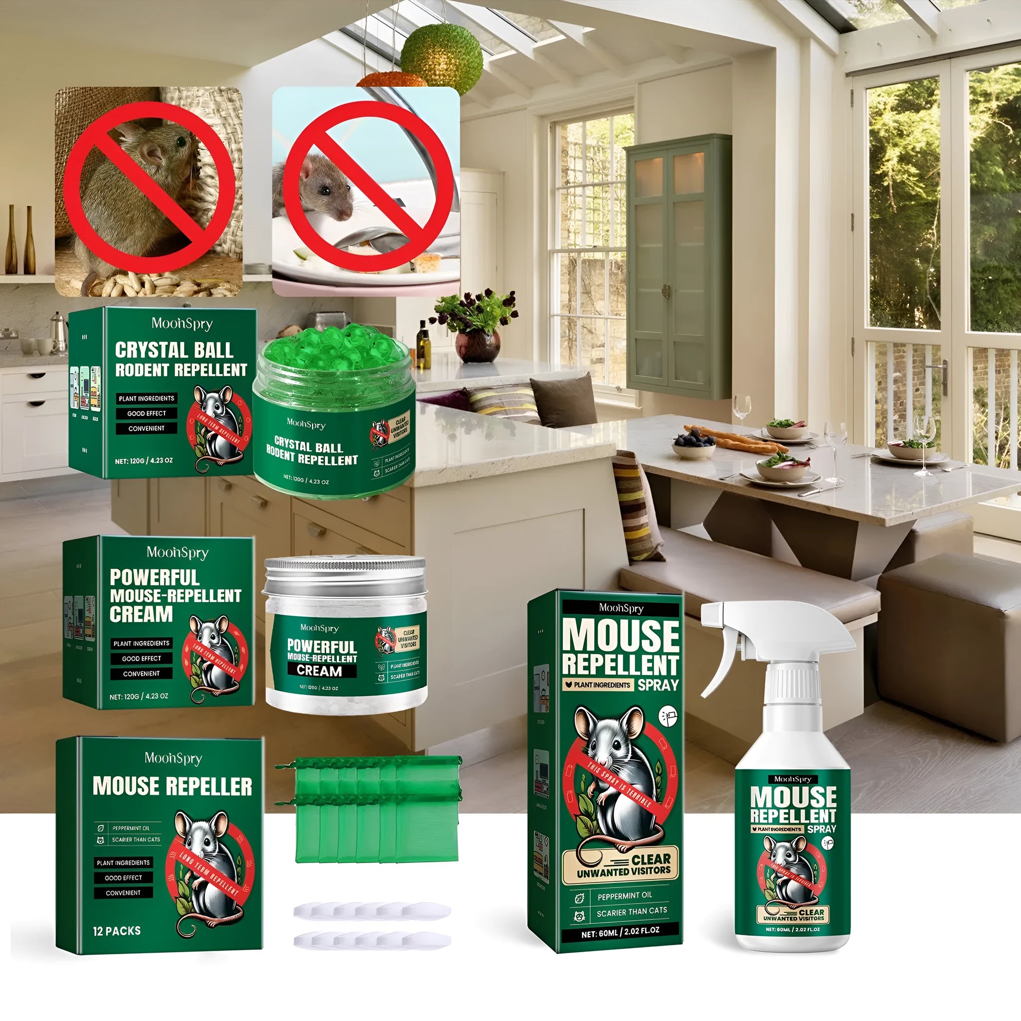 60ml bottle of natural rat repellent spray with a blend of clove, peppermint and camphor oils.