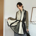 Elegant printed polyester scarf for women, shown in a style option, measuring 90cm by 180cm.