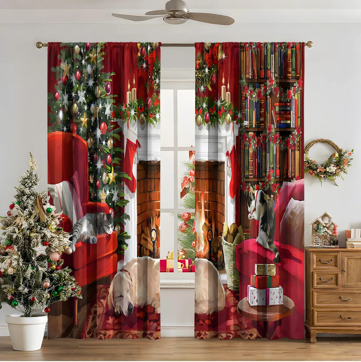 3D digitally printed Christmas curtain panel showing one of fifteen European design options