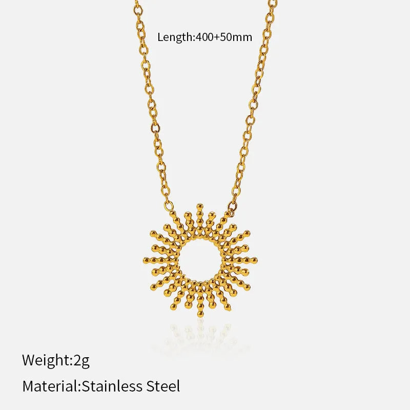 14K gold plated stainless steel Sunflower Series geometric chain necklace and bracelet set for women