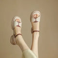 Women's chunky heel platform sandals in renewable leather with open toe design