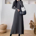Women's mid-length A-line skirt in high-waist design with waist trimming