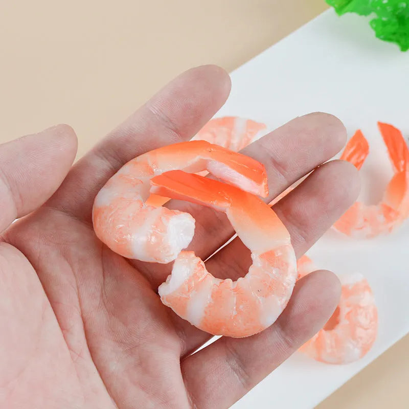 Detailed PVC simulation shrimp keychain with door buckle on a white background.