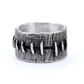 Dark geometric U-shaped titanium steel ring with double ring punk design in retro colour