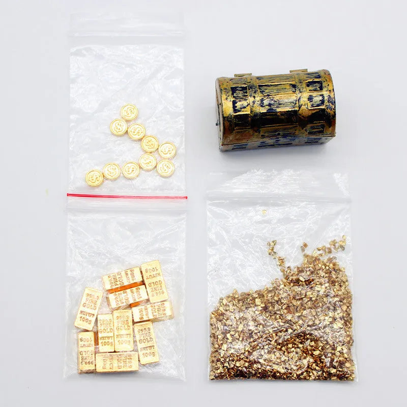 Alloy gold coin treasure box doll house accessories miniature ornaments for teenagers