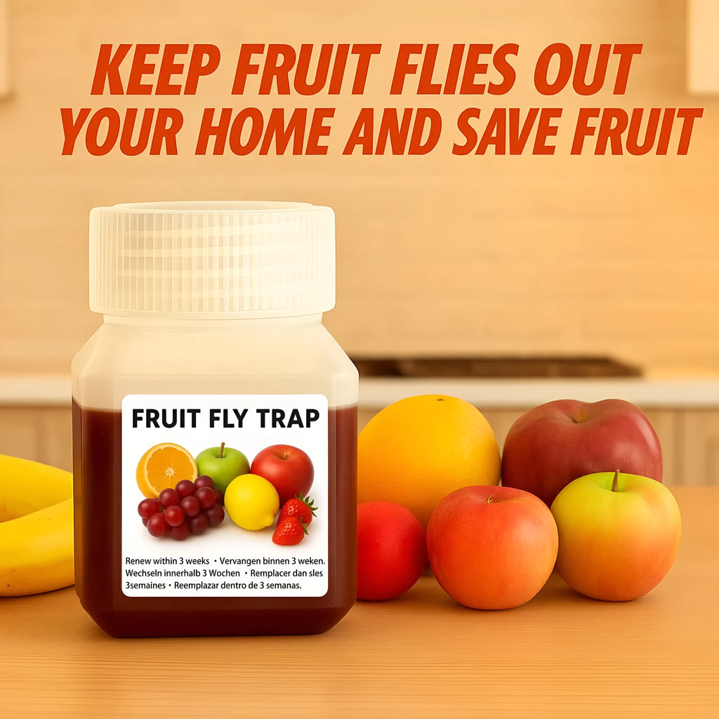 Bottle of fruit fly bait liquid for homemade traps with SK003 specifications