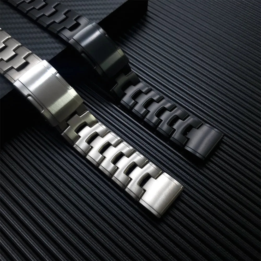Garmin Fenix series replacement watch strap for Jiaming watches in silver, black and titanium colours