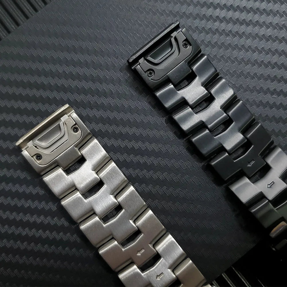 Garmin Fenix series replacement watch strap for Jiaming watches in silver, black and titanium colours