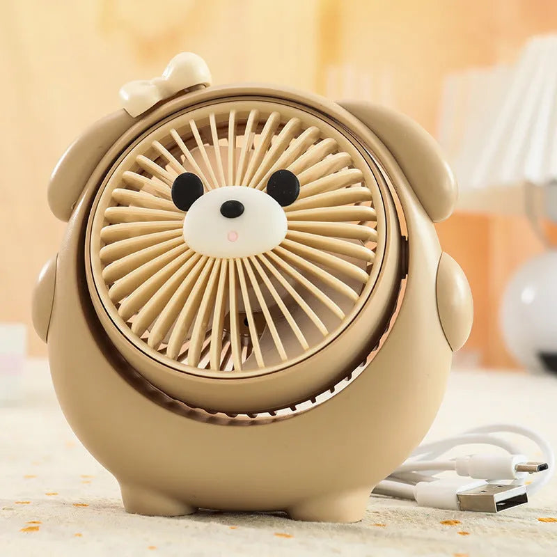 Cute dog-themed USB desktop electric fan with 3 speed settings in various colour options