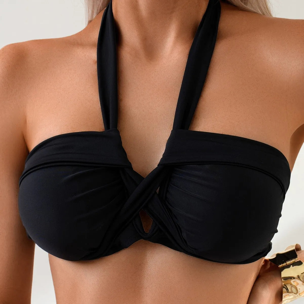 Black backless swimming costume bikini for beach swimming sports