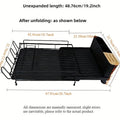 Retractable kitchen drain rack for cutlery and cups made from carbon steel.