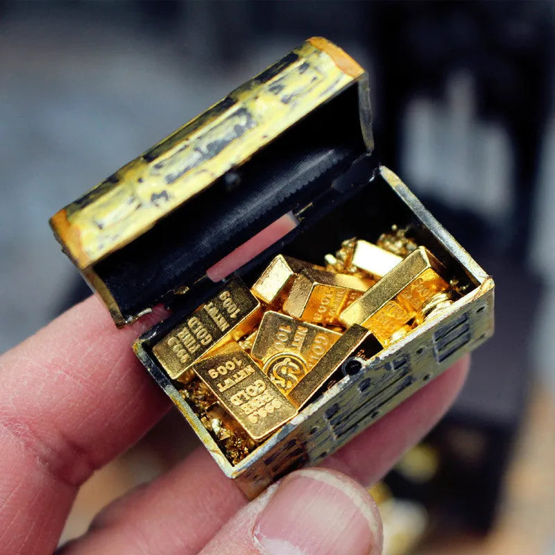 Alloy gold coin treasure box doll house accessories miniature ornaments for teenagers