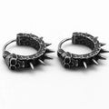 Pair of alloy earrings with copper plastic punk motorcycle design in retro black and geometric shape.