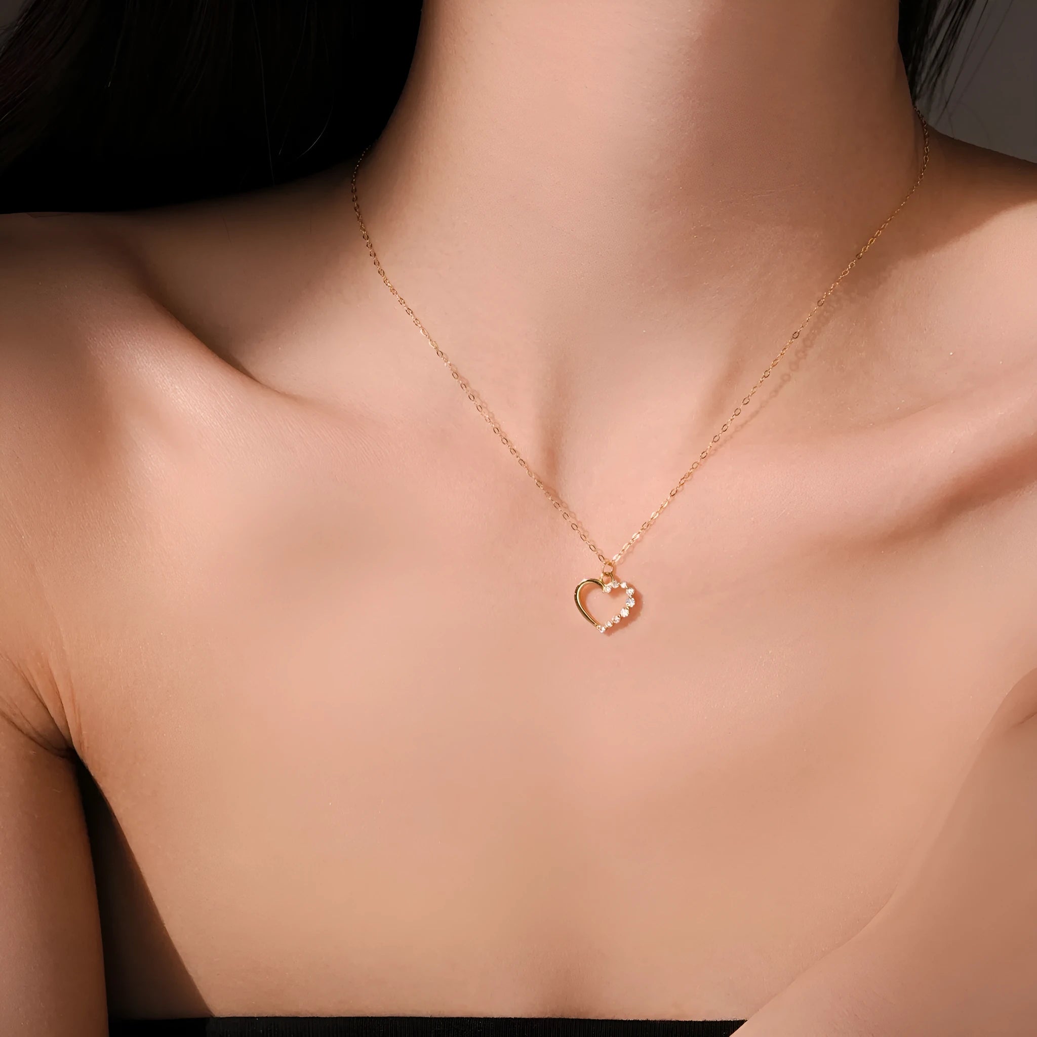 Sterling silver hollow heart necklace with 925 silver pendant on regular chain