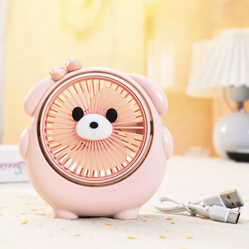 Cute dog-themed USB desktop electric fan with 3 speed settings in various colour options