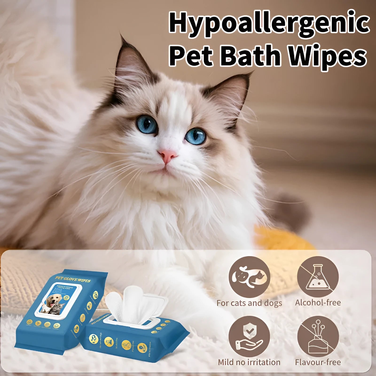 Disposable polyethylene pet gloves for cat and dog bath cleaning in multiple pack options