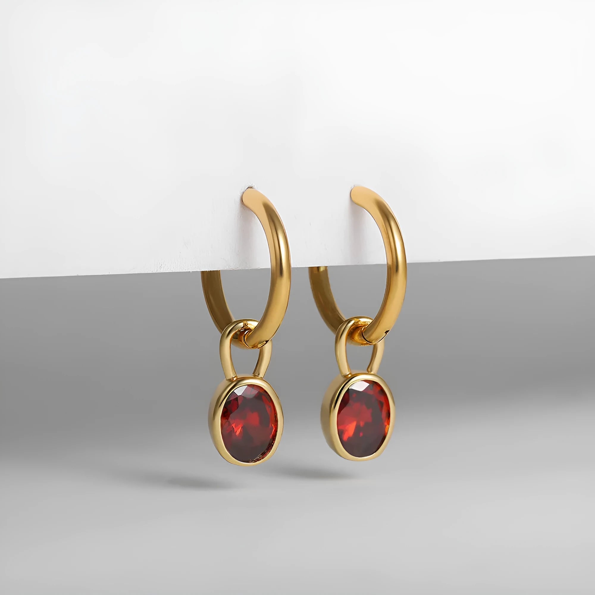 Women's retro oval zircon copper earrings in geometric design showing six colour options