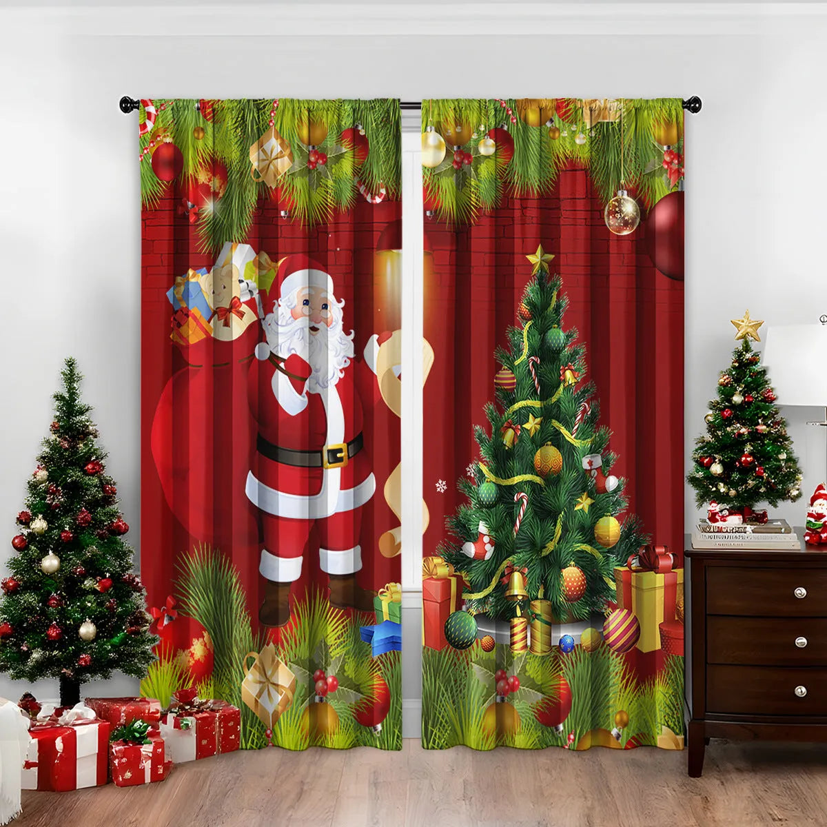 3D digitally printed Christmas curtain panel showing one of fifteen European design options
