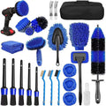 26-piece car wash brush set with PP plastic construction for automotive cleaning