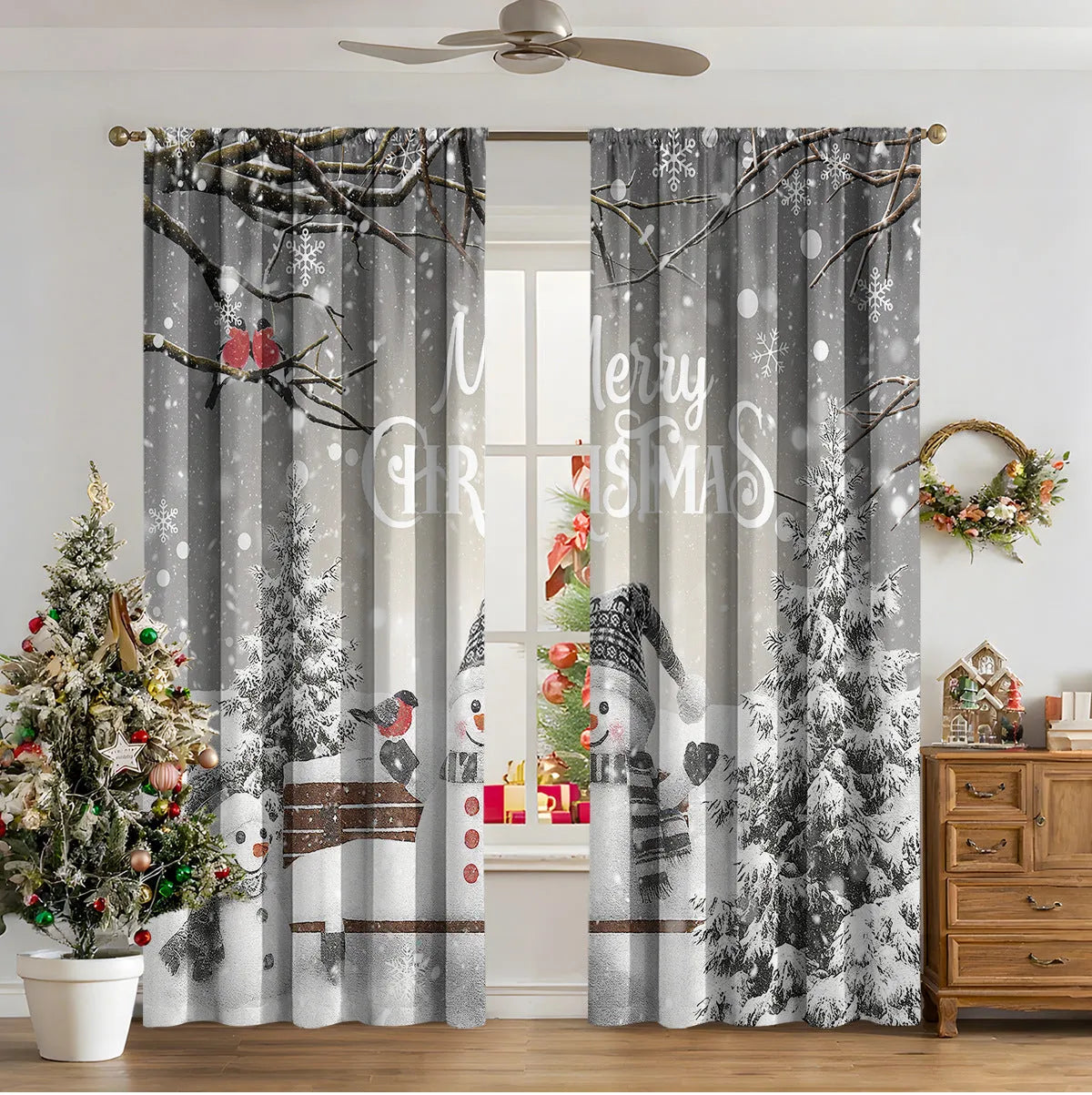 3D digitally printed Christmas curtain panel showing one of fifteen European design options